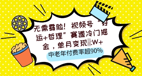 无需露脸，视频号“好运+哲理”赛道冷门掘金，单月变现2W+，中老年付费率超90%-资源鲟