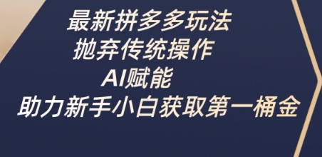 最新拼多多玩法，抛弃传统操作，AI赋能，助力新手小白获取第一桶金-资源鲟