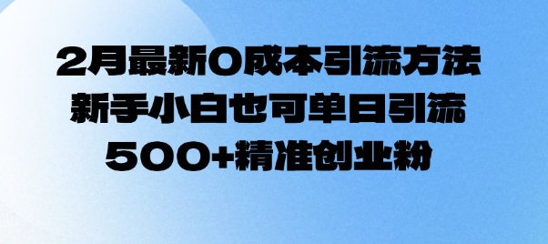 2月最新0成本引流方法，新手小白也可单日引流500+精准创业粉-资源鲟