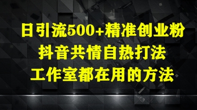 日引流500+精准创业粉，抖音共情自热打法，工作室都在用的方法-资源鲟