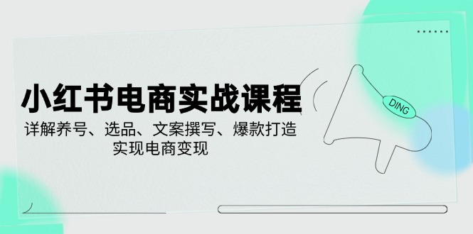 （14549期）小红书电商实战课程，详解养号、选品、文案撰写、爆款打造，实现电商变现-资源鲟