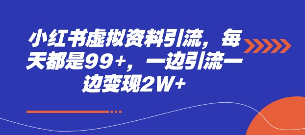 小红书虚拟资料引流，每天都是99+，一边引流一边变现2W+-资源鲟