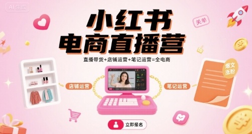 小红书电商直播营，直播带货+店铺运营+笔记运营=全电商-资源鲟