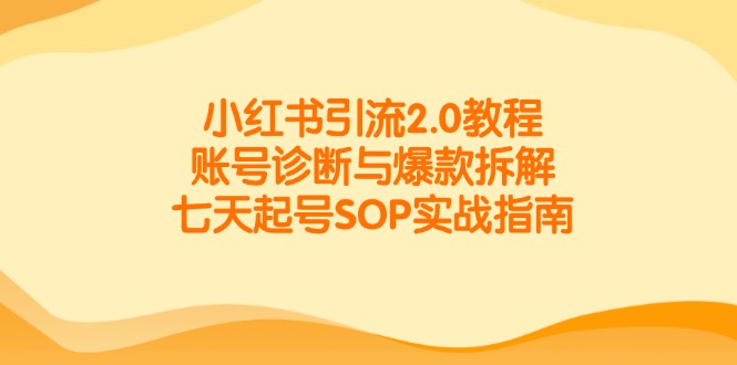 （14981期）小红书引流2.0教程，账号诊断与爆款拆解，七天起号SOP实战指南-资源鲟