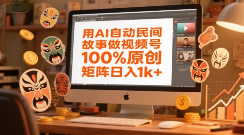 用AI自动民间故事做视频号，100%原创，矩阵日入1k+-资源鲟