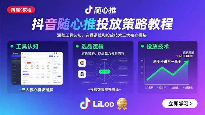 （15828期）抖音随心推投放策略教程：涵盖工具认知、选品逻辑和投放技术三大核心模块-资源鲟
