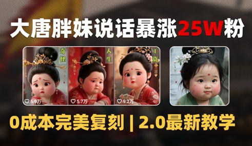 AI大唐胖贵妃说话2.0，40条视频暴涨40w粉，附独家变现攻略-资源鲟