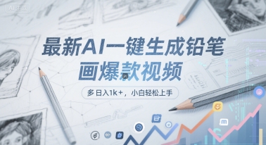 最新AI一键生成铅笔画爆款视频，多平台分发，日 入1k+，小白轻松上手【揭秘】-资源鲟