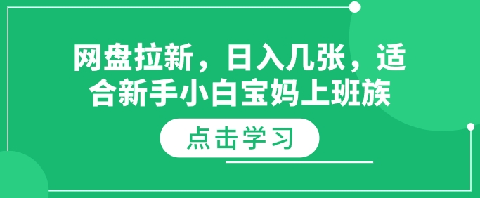 网盘拉新，日入几张，适合新手小白宝妈上班族-资源鲟
