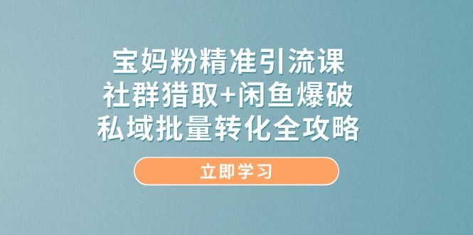 （14820期）宝妈粉精准引流课，社群猎取+闲鱼爆破，私域批量转化全攻略-资源鲟