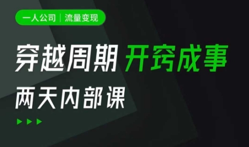 一人公司：流量变现课，一人公司的方法模型拆解， 拆解富人思维，流量思维，小老板思维等-资源鲟