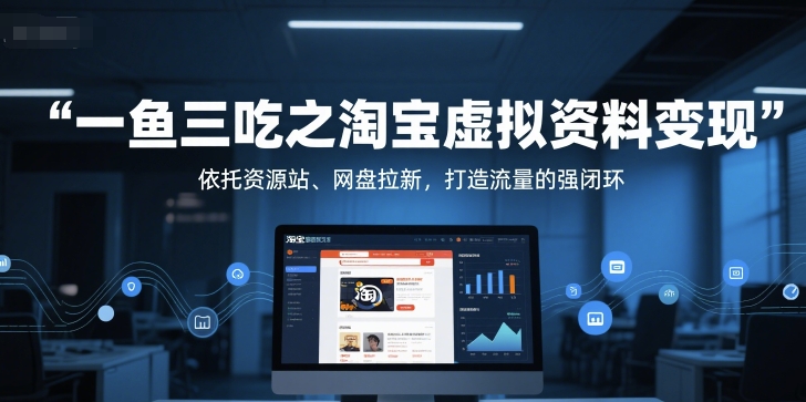 一鱼三吃之淘宝虚拟资料变现，依托资源站、网盘拉新，打造流量的强闭环-资源鲟