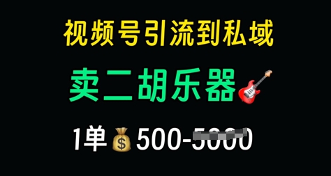 视频号引流到私域卖二胡乐器，1单利润5张，长期稳定项目-资源鲟