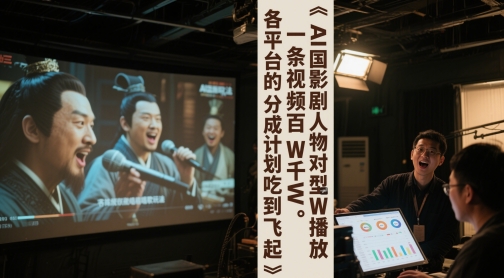 AI三国影视剧人物对口型唱歌玩法，一条视频百W千W播放，各平台的分成计划吃到飞起-资源鲟