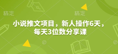 小说推文项目，新人操作6天，每天3位数分享课-资源鲟