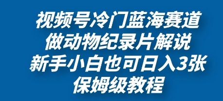 视频号冷门蓝海赛道，做动物纪录片解说，新手小白也日入3张，保姆级教程-资源鲟