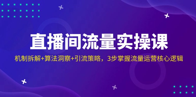 （14122期）直播间流量实操课：机制拆解+算法洞察+引流策略，3步掌握流量运营核心逻辑-资源鲟