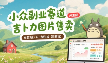 小众副业赛道 吉卜力图片售卖 单日2张+ AI一键生成【附教程】-资源鲟