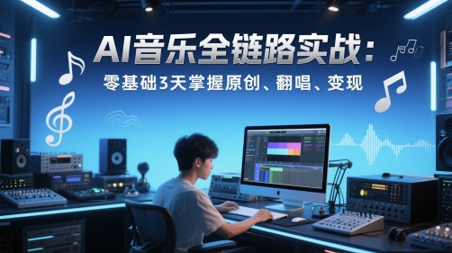 AI音乐全链路实战变现课：零基础3天掌握原创、翻唱、变现-资源鲟