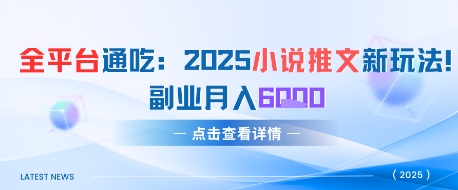 全平台通吃：2025小说推文新玩法，副业月入6k-资源鲟