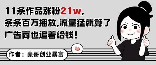 11条作品涨粉21W，条条百W播放，流量猛就算了，广告商也追着给钱-资源鲟