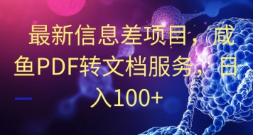 最新信息差项目，咸鱼PDF转文档服务，日入100+-资源鲟