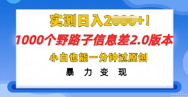 2025抖音1000个野路子信息差最新玩法，一分钟过原创，暴力变现月入几k-资源鲟