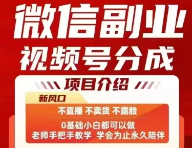 微信副业视频号分成，不直播 不卖货 不露脸，三五分钟即可完成一条作，每日收益几十、几张不等-资源鲟