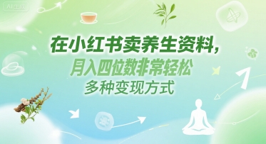 在小红书卖养生资料，月入四位数非常轻松，多种变现方式-资源鲟