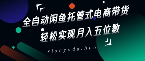 全自动闲鱼托管式电商带货，轻松实现月入五位数【揭秘】-资源鲟