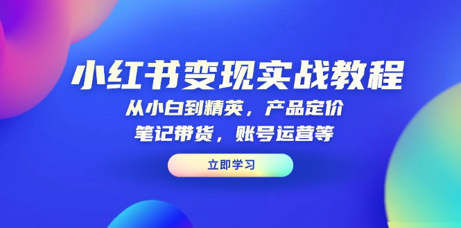 （13923期）小红书变现实战教程：从小白到精英，产品定价，笔记带货，账号运营等-资源鲟