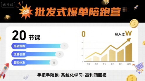 批发式爆单陪跑营，20节课带你实现批发式爆单，带你经松月入过W-资源鲟