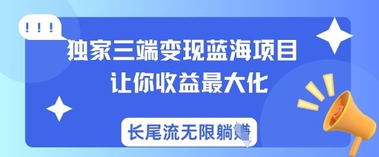 独家三端变现蓝海项目，让你收益最大化，长尾流无限躺挣-资源鲟