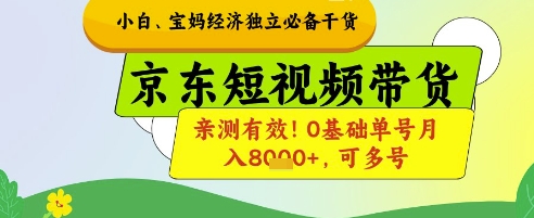 小白宝妈经济独立必备干货，京东短视频带货，亲测有效!0基础单号月入8k+，可多号【揭秘】-资源鲟