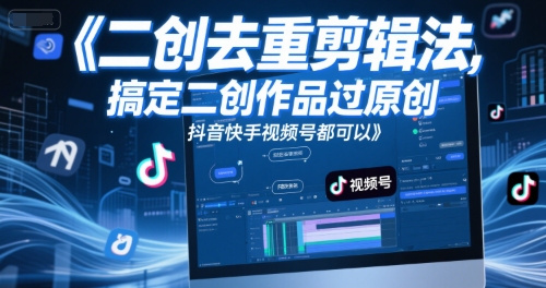 短视频二创去重剪辑法，搞定二创作品过原创，抖音快手视频号都可以-资源鲟