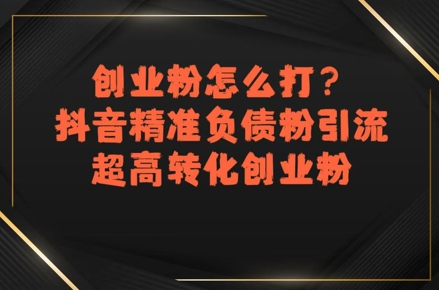 创业粉怎么打？抖音精准负债粉引流，超高转化创业粉-资源鲟