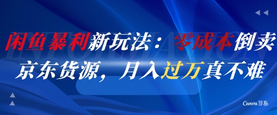 闲鱼暴利新玩法：零成本倒卖京东货源，月入过1W真不难-资源鲟
