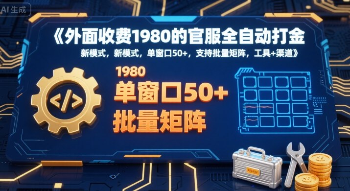 外面收费1980的官服全自动打金，新模式，单窗口50+，支持批量矩阵，工具+渠道【揭秘】-资源鲟