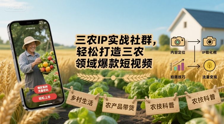 三农IP实战社群，轻松打造三农领域爆款短视频-资源鲟