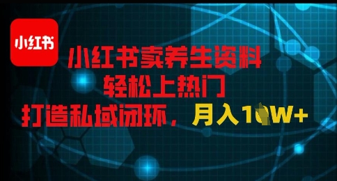 小红书卖养生资料轻松上热门，打造私域闭环，月入1W+-资源鲟
