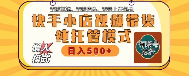 快手小店托管代运营，无需剪辑，无需选品，无需上传作品，全程无需操作，轻松月入5k+【揭秘】-资源鲟