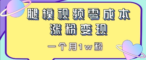 腿模视频，零成本涨粉变现，一个月1w粉-资源鲟