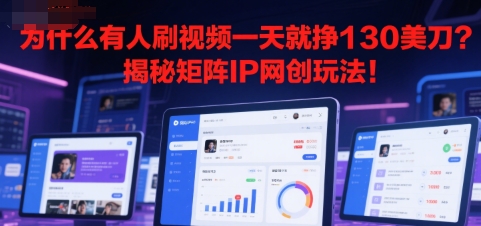 为什么有人刷视频一天就挣130美刀？揭秘矩阵IP网创玩法!-资源鲟