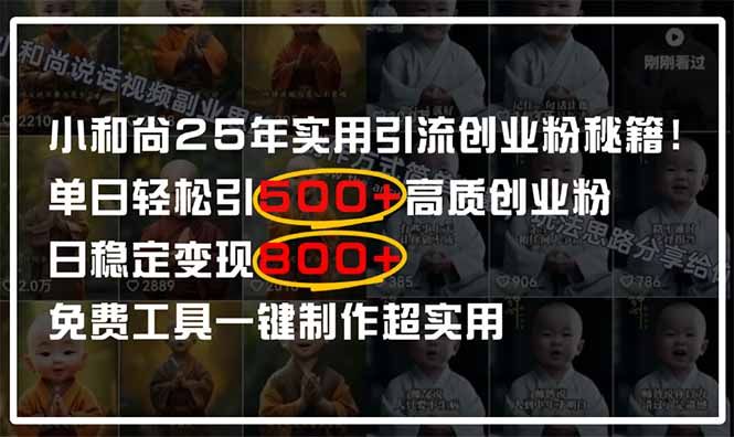 （14436期）小和尚2025年实用引流秘籍！单日轻松引500+高质量创业粉，日变现800+，…-资源鲟