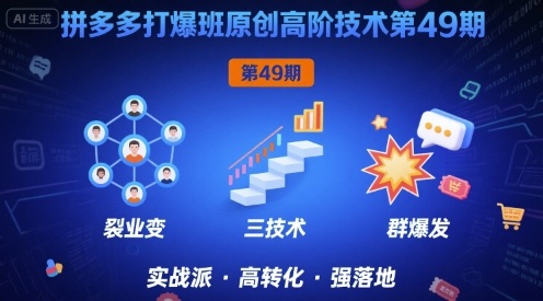 拼多多打爆班原创高阶技术第49期，拼多多裂变+阶梯+群爆-资源鲟