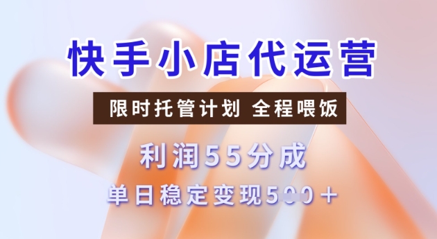 快手小店代运营3.0，模式新升级，收益55分，稳定单日5张【揭秘】-资源鲟