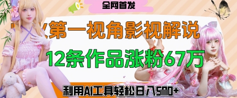 爆火第一人称视角影视解说，12条作品涨粉67W，巧用AI工具，轻松日入几张-资源鲟