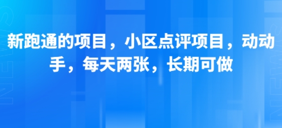 新跑通的项目，小区点评项目，动动手，每天两张，长期可做-资源鲟