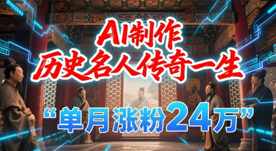 暴力起号！用AI制作历史名人传奇一生，单月涨粉24W，涨粉+变现赛道黑马来了-资源鲟