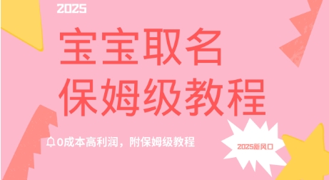 2025新风口项目宝宝取名，0成本高利润，附保姆级教程-资源鲟